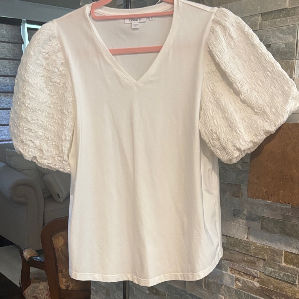 Chico's Cream Puff Sleeve Blouse